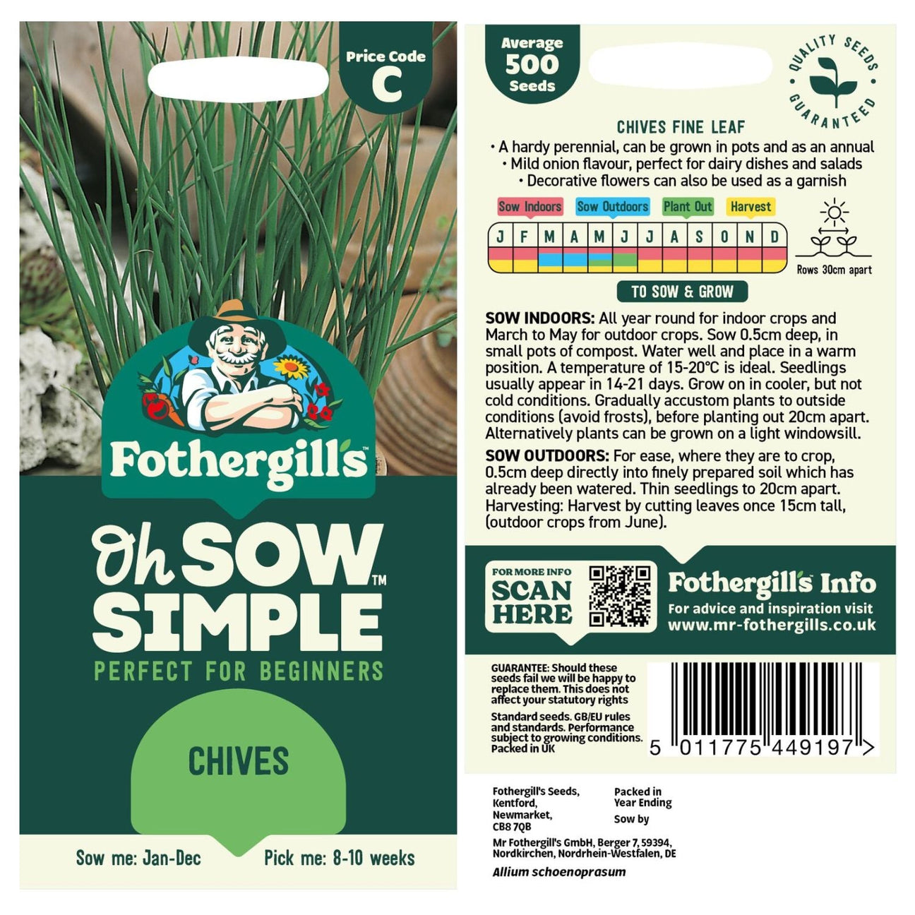 Fothergills Oh So Simple Chive Seeds - Old Railway Line Garden Centre