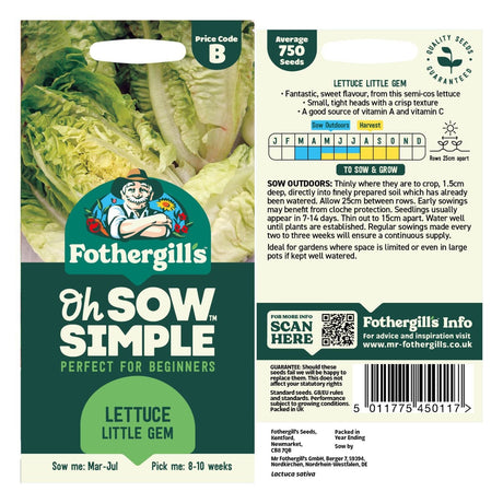 Fothergills Oh So Simple Little Gem Lettuce Seeds - Old Railway Line Garden Centre