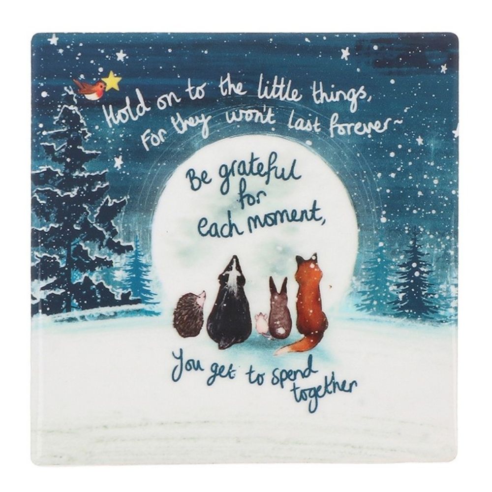 Fox Under the Moon Grateful Coaster - Old Railway Line Garden Centre