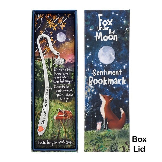Fox Under the Moon Some Time Silver Bookmark - Old Railway Line Garden Centre