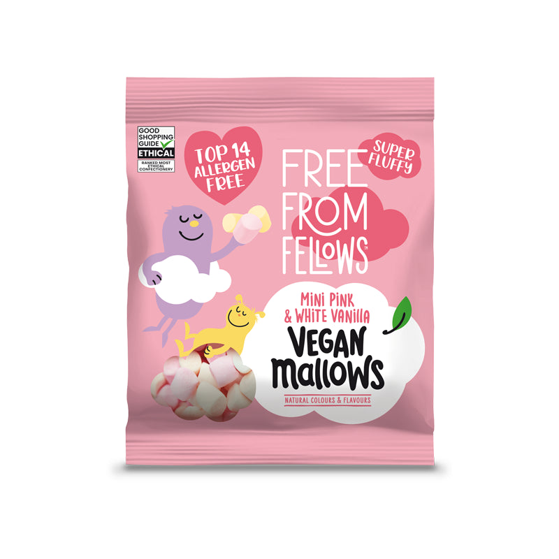 Free From Fellows 105g Vegan Mini Pink & White Vanilla Mallows