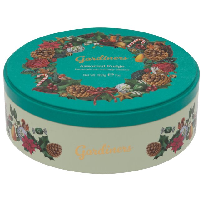 Gardiners of Scotland 200g Vintage Wreath Round Tin of Luxury Fudge