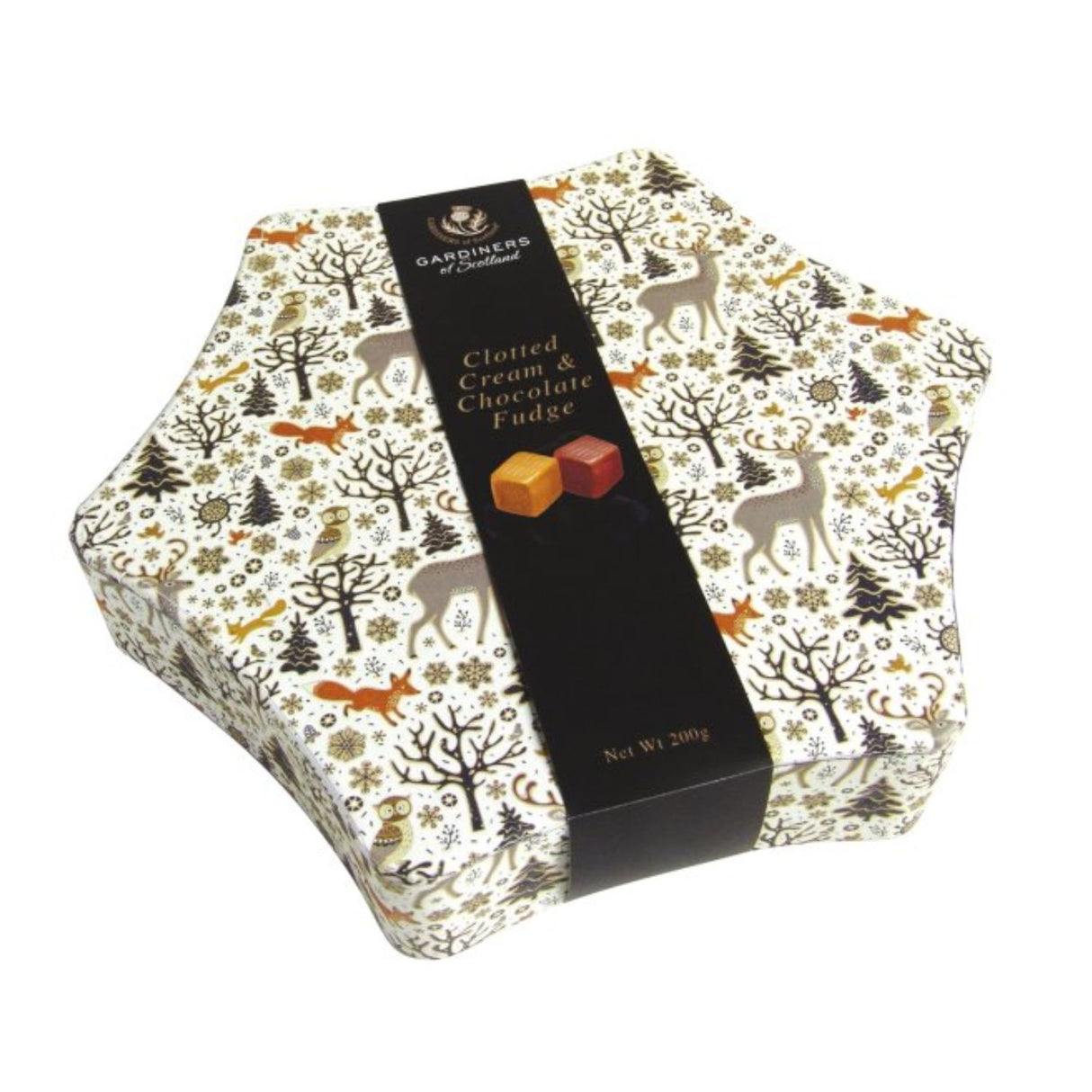 Gardiners of Scotland 350g Clotted Cream & Chocolate Fudge Star Tin