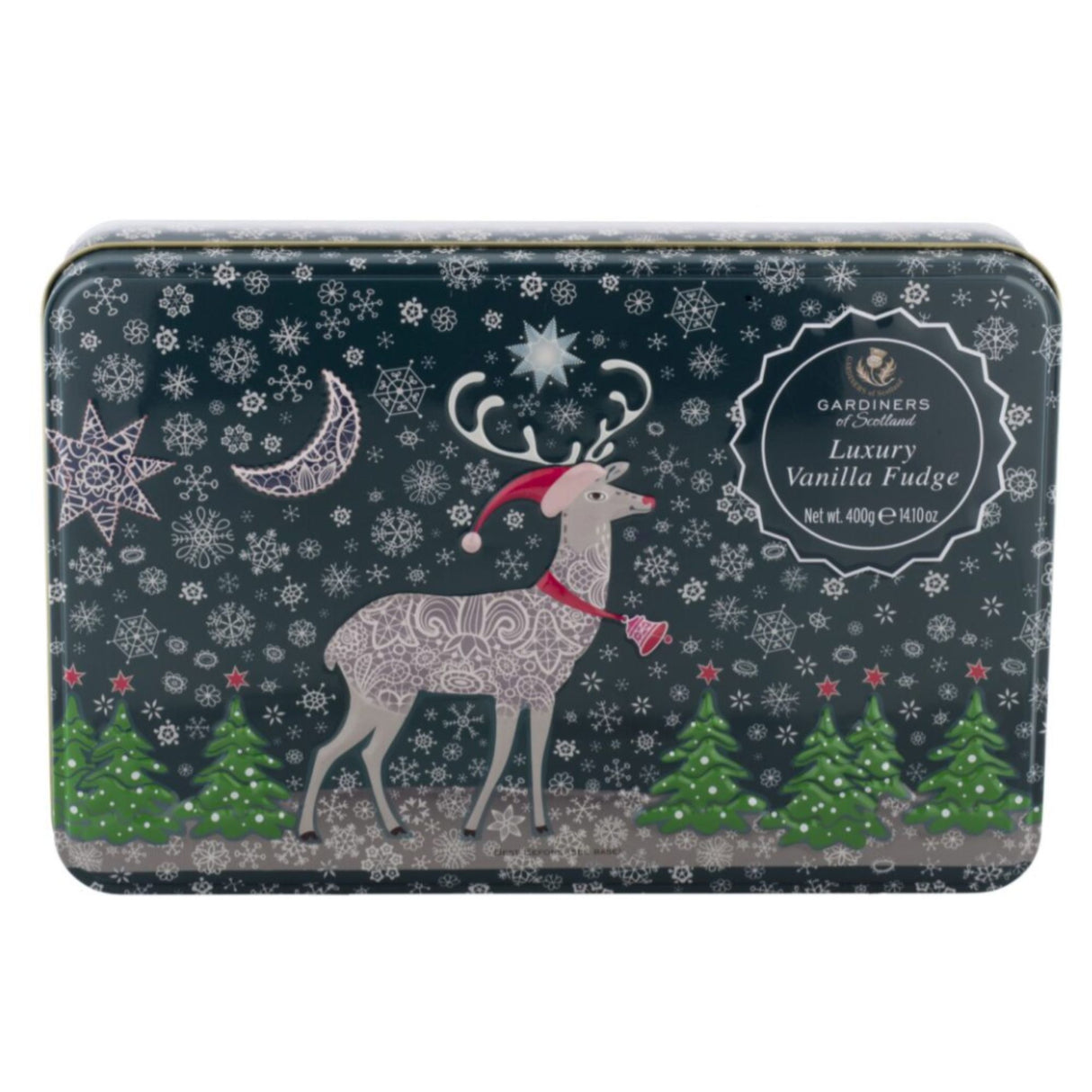 Gardiners of Scotland 400g Christmas Reindeer Tin of Vanilla Fudge
