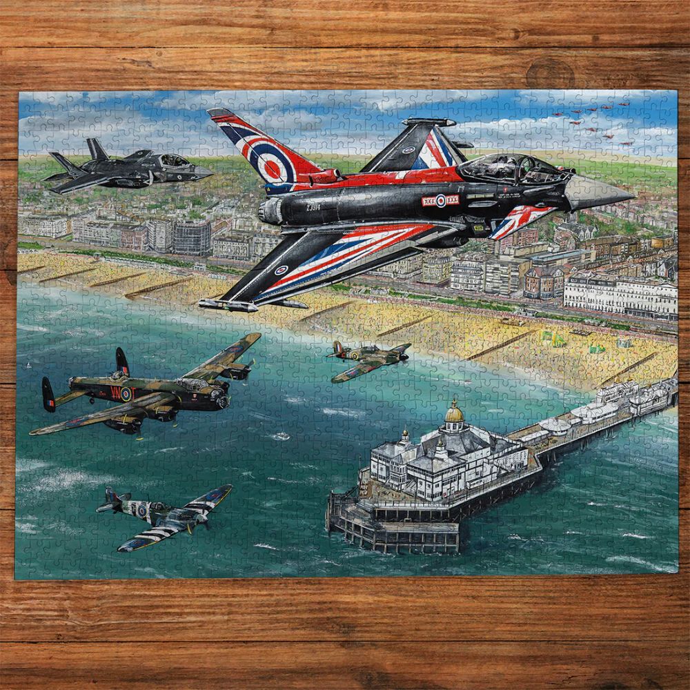 Gibsons Games Airshow Over Eastbourne 500 Piece Jigsaw Puzzle - Old Railway Line Garden Centre