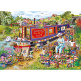 Gibsons Games Canal Boat Blooms 500XL Piece Jigsaw Puzzle - Old Railway Line Garden Centre