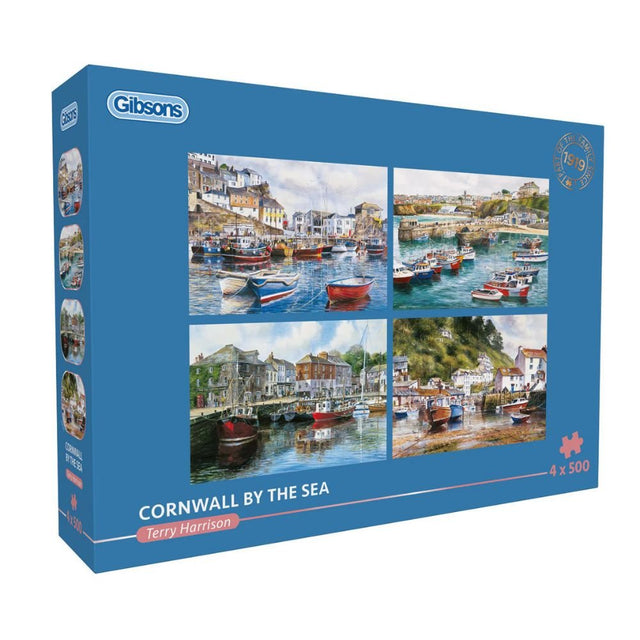 Gibsons Games Cornwall By The Sea 4x500 Piece Jigsaw Puzzle - Old Railway Line Garden Centre