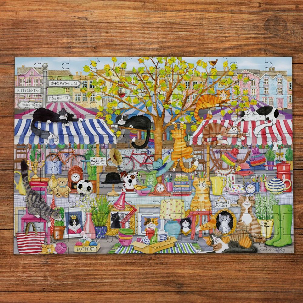 Gibsons Games Flea MArket Moggies 100 XXL Piece Jigsaw Puzzle
