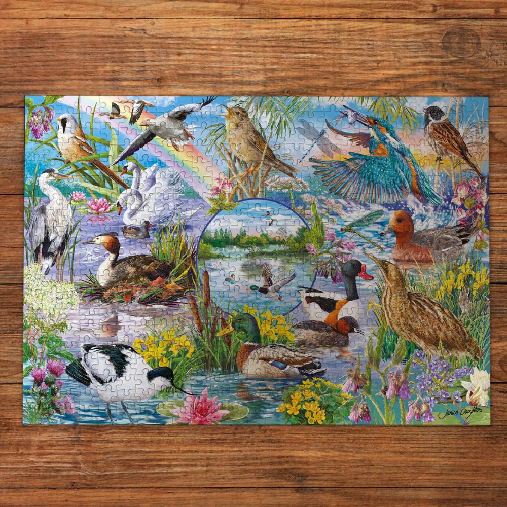 Gibsons Games RSPB: Wings in the Wood 4x500 Piece Jigsaw Puzzles - Old Railway Line Garden Centre