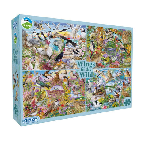 Gibsons Games RSPB: Wings in the Wood 4x500 Piece Jigsaw Puzzles - Old Railway Line Garden Centre