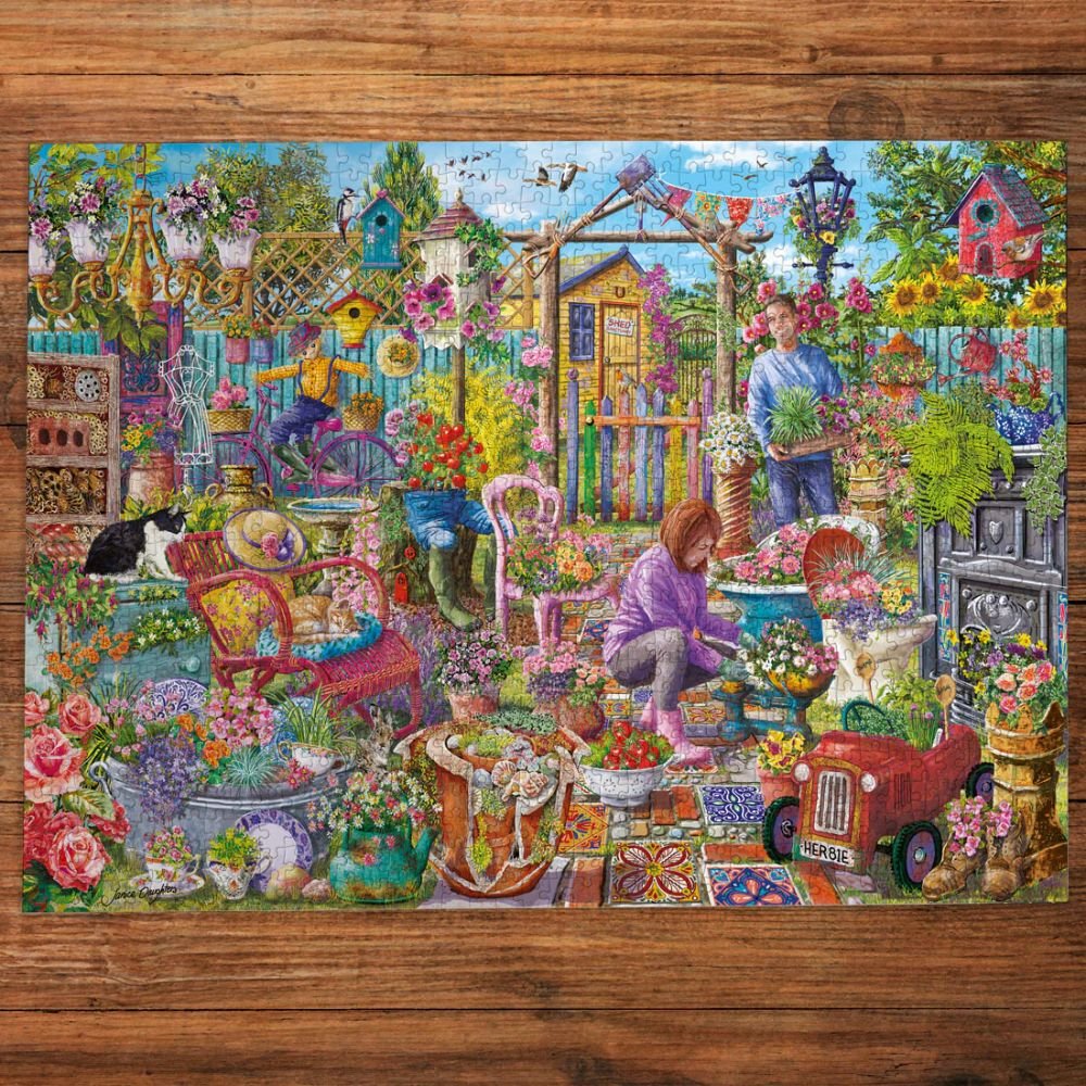 Gibsons Games Upcycled Garden 1000 Piece Jigsaw Puzzle - Old Railway Line Garden Centre