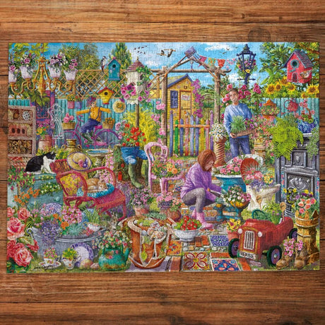 Gibsons Games Upcycled Garden 1000 Piece Jigsaw Puzzle - Old Railway Line Garden Centre