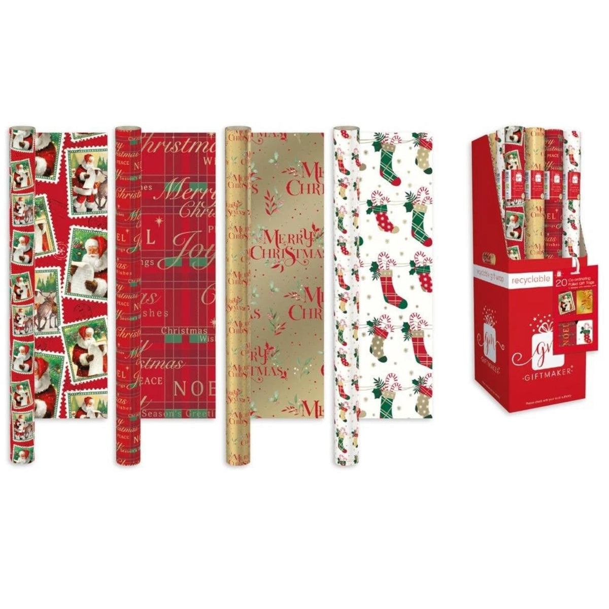 Giftmaker 4m Elegant Tradittional Christmas Wrapping Paper (Choice of 3)