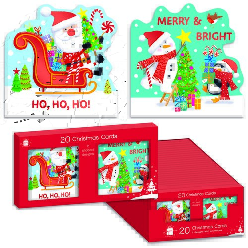 Giftmaker Cute Santa Mini Christmas Cards - 2 Designs - Pack of 20
