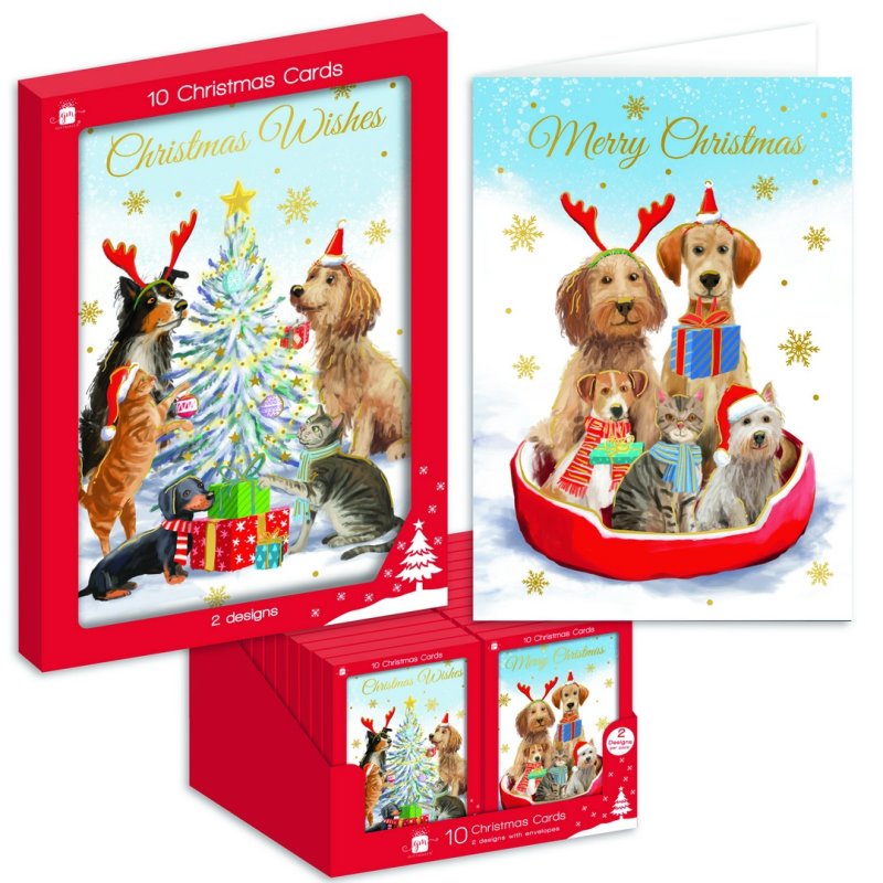 Giftmaker Portrait Traditional Pet Christmas Cards - 2 Designs - Pack of 10