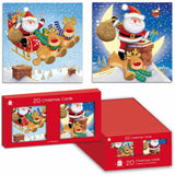 Giftmaker Santa & Reindeers Mini Christmas Cards - 2 Designs - Pack of 20