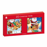 Giftmaker Santa & Reindeers Mini Christmas Cards - 2 Designs - Pack of 20