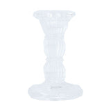 Gisela Graham 10cm Clear Moulded Glass Candlestick Holder