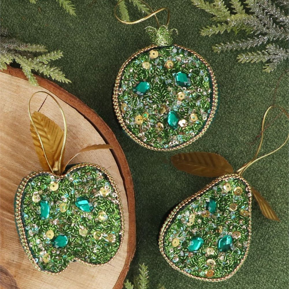 Gisela Graham 10cm Fabric Half Fruit Decoration - Green - (Choice of 3)