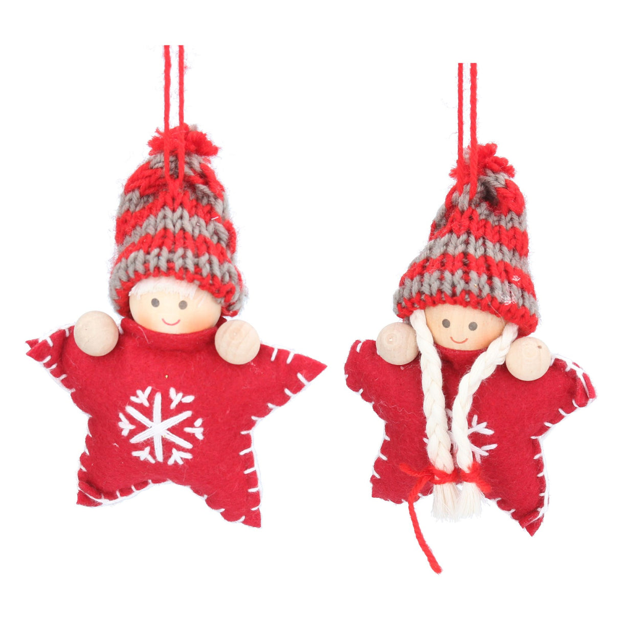 Gisela Graham 10cm Fabric Mini Star Tree Decoration - Red - (Choice of 2)