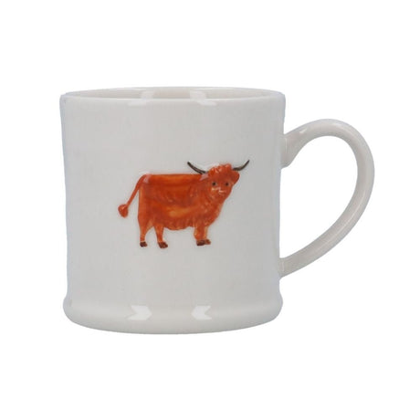 Gisela Graham 10cm Stoneware Highland Cow Mini Mug - Old Railway Line Garden Centre