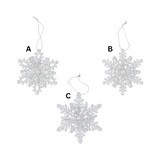 Gisela Graham Metal 11cm Glitter Snowflake - Silver -  (Choice of 3)