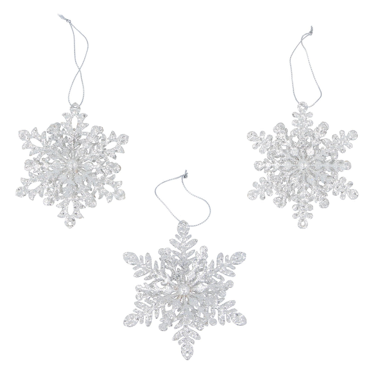 Gisela Graham Metal 11cm Glitter Snowflake - Silver -  (Choice of 3)