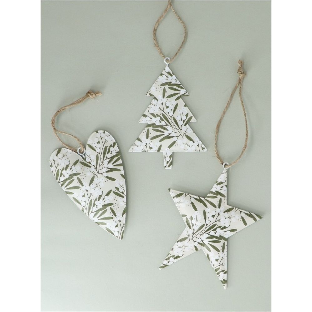 Gisela Graham 11cm Tin Shape Mistletoe Hanging Decoration - (Choice of 3)