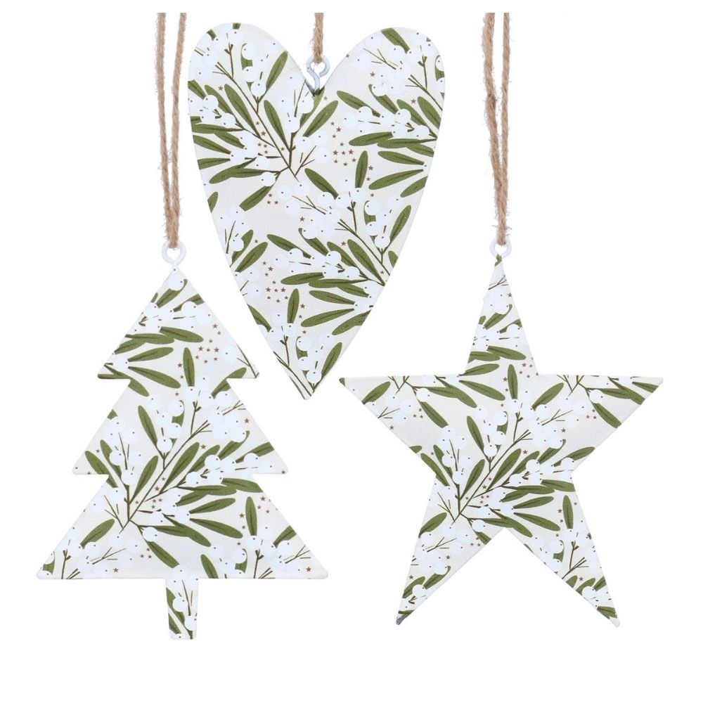 Gisela Graham 11cm Tin Shape Mistletoe Hanging Decoration - (Choice of 3)