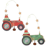 Gisela Graham 11cm Wooden Tractor Hanging Decoration - (Choice of 2)