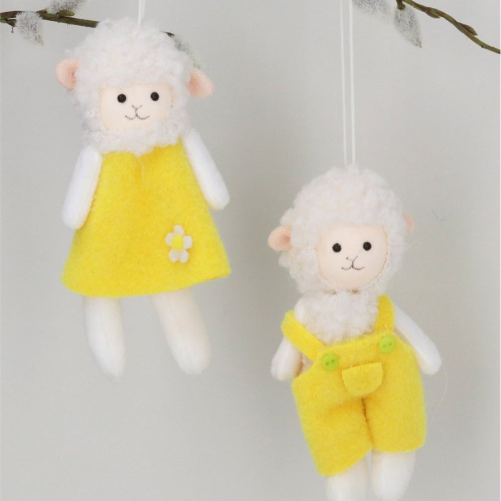 Gisela Graham 12cm Boy or Girl Lamb Hanging Decoration (Choice of 2)