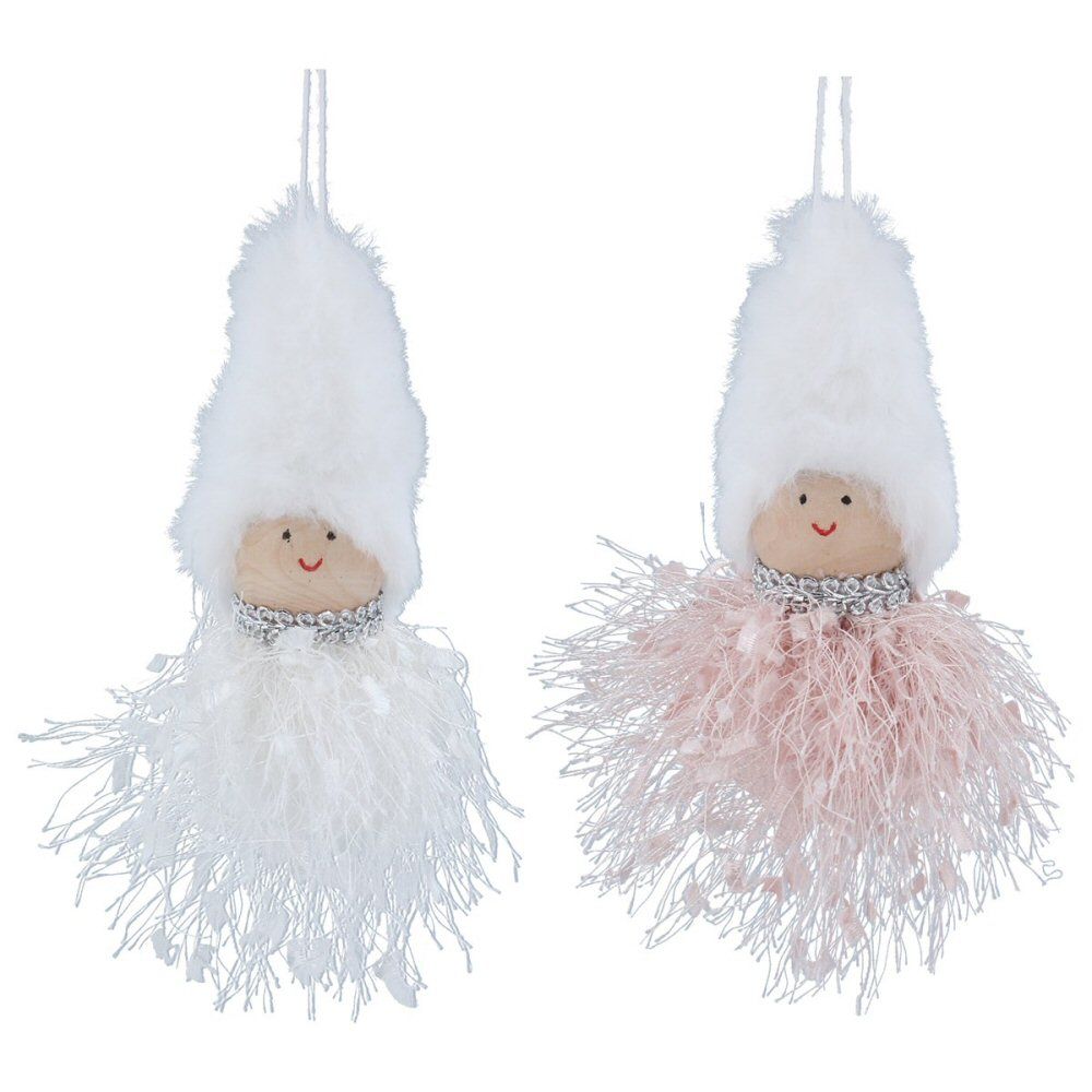 Gisela Graham 12cm Pom Pom Girl In Woolly Hat Decoration (Choice of 2)