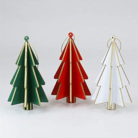 Gisela Graham 12cm Wood 3D Tree Decoration - (Choice of 3)
