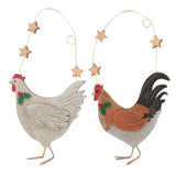 Gisela Graham 12cm Wooden Chicken Hanging Decorations - (Choice of 2)