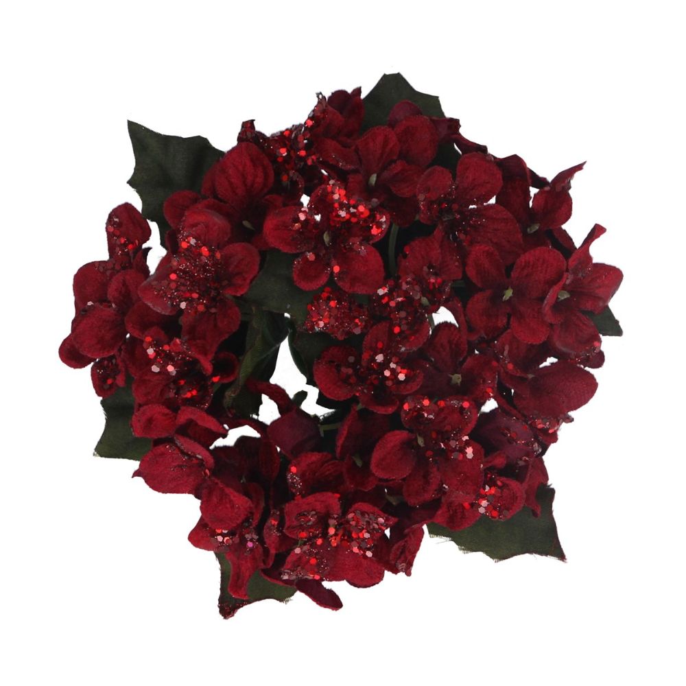 Gisela Graham 13cm Burgundy Hydrangea Candle Ring