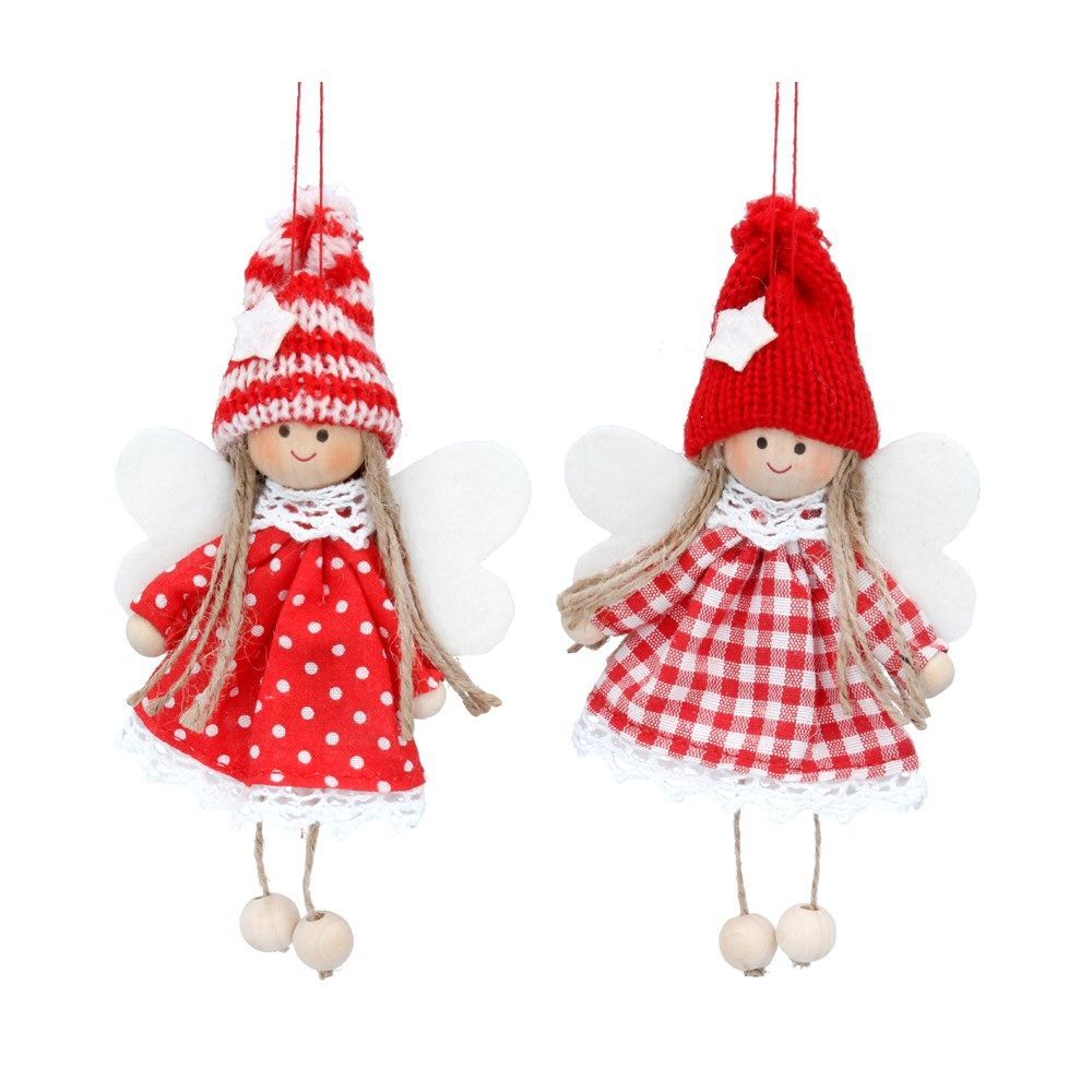 Gisela Graham 13cm Festive Dress Fairy - Red/White - (Choice of 2)