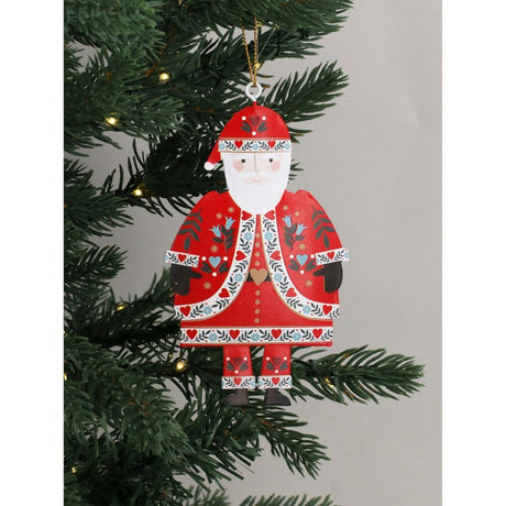 Gisela Graham 13cm Tin Alpine Santa Decoration - Red