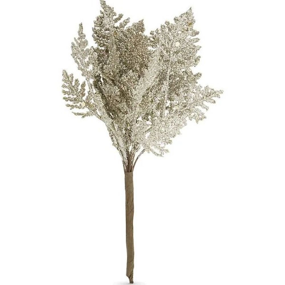 Gisela Graham 14cm Large Pale Gold Glitter Leaf Pick