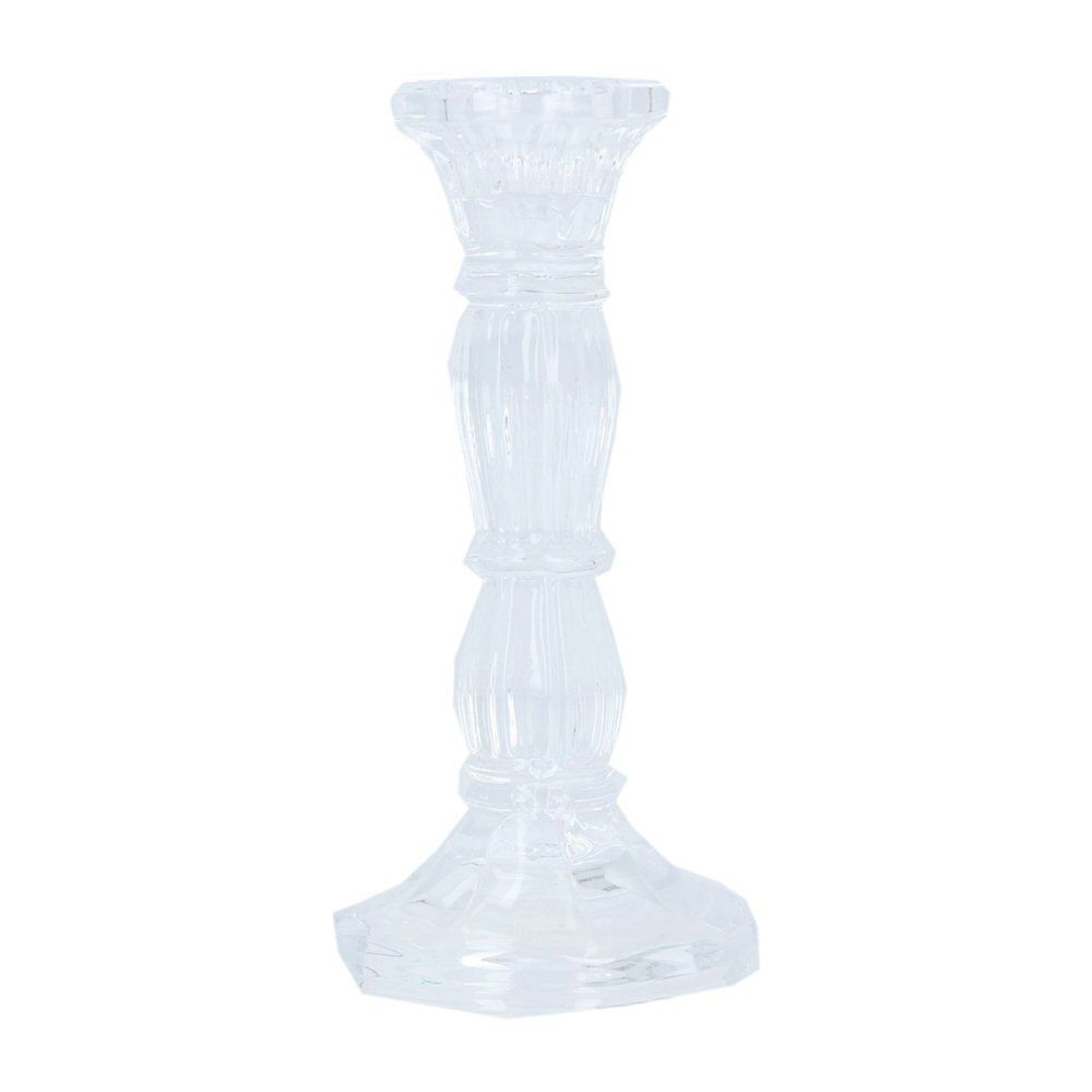 Gisela Graham 15cm Clear Glass Moulded Candlestick