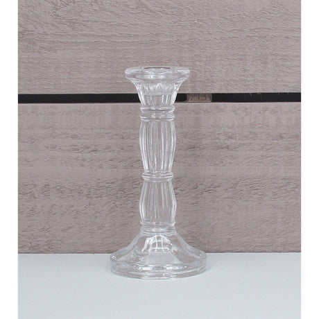 Gisela Graham 15cm Clear Glass Moulded Candlestick