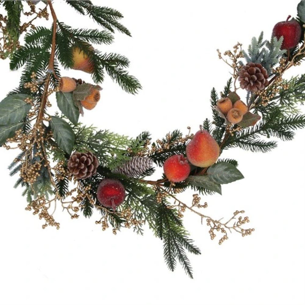 Gisela Graham 180cm Beaded Fruit & Fir Garland