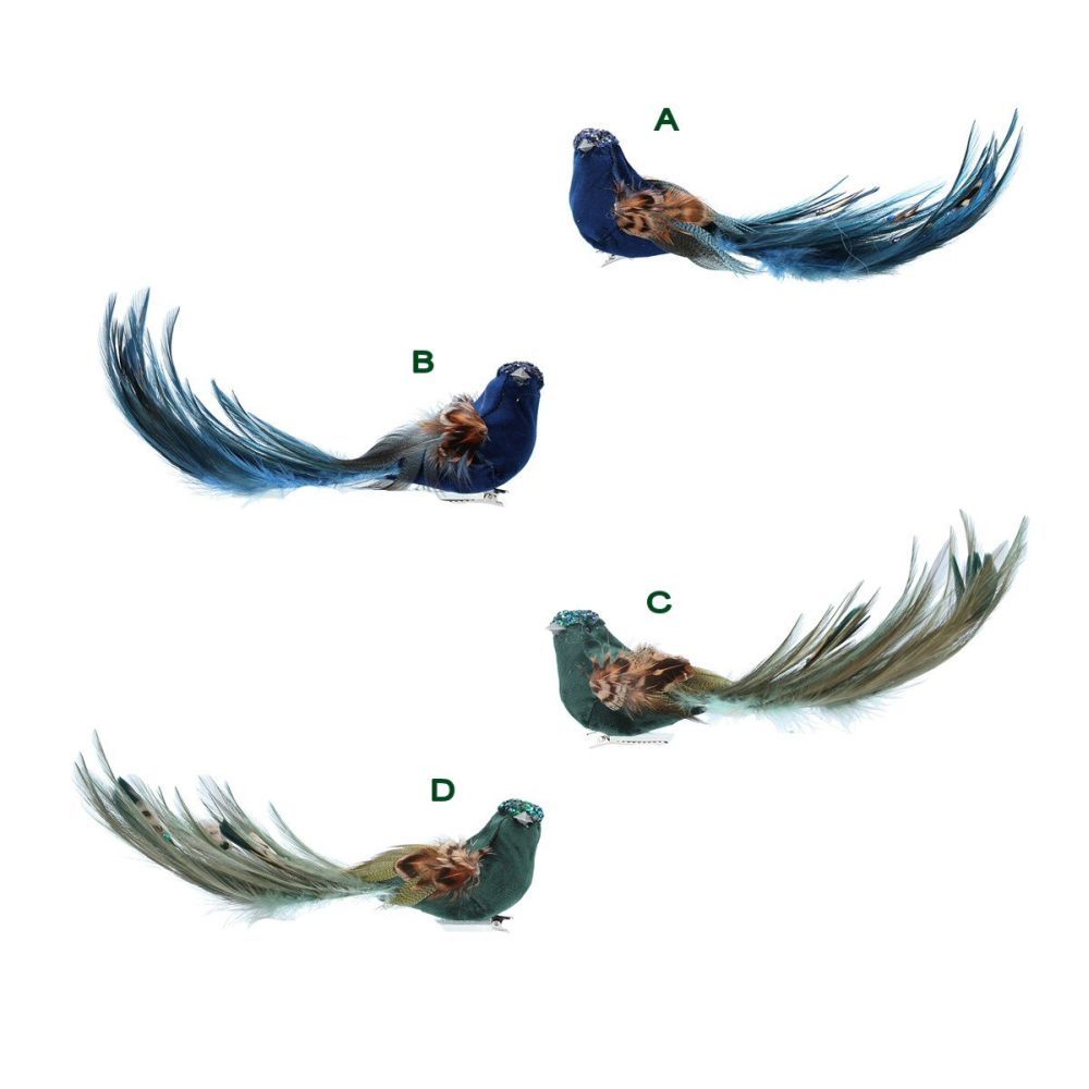 Gisela Graham 18cm Bird on Clip - Blue/Turquoise - (Choice of 4)