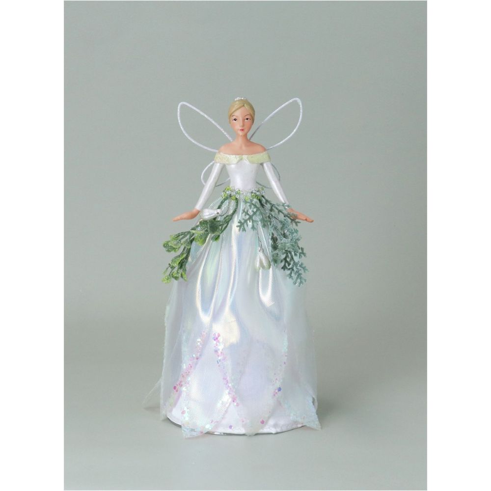 Gisela Graham 19cm Snowdrop Fairy Tree Topper - White