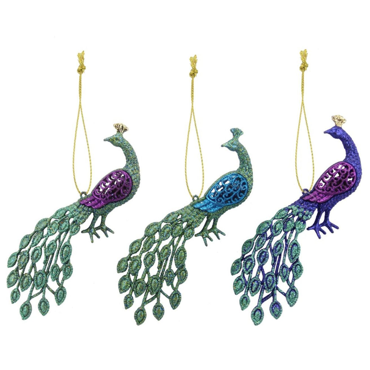 Gisela Graham 20cm Peacock Hanging Decoration - (Choice of 3)