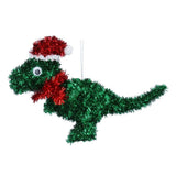 Gisela Graham 22cm Tinsel T-Rex Hanging Decoration - Green