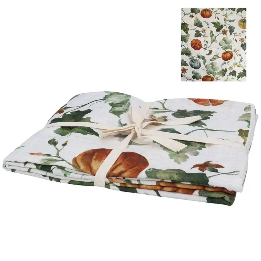 Gisela Graham 250cm Pumpkin & Tendril Vines Tablecloth