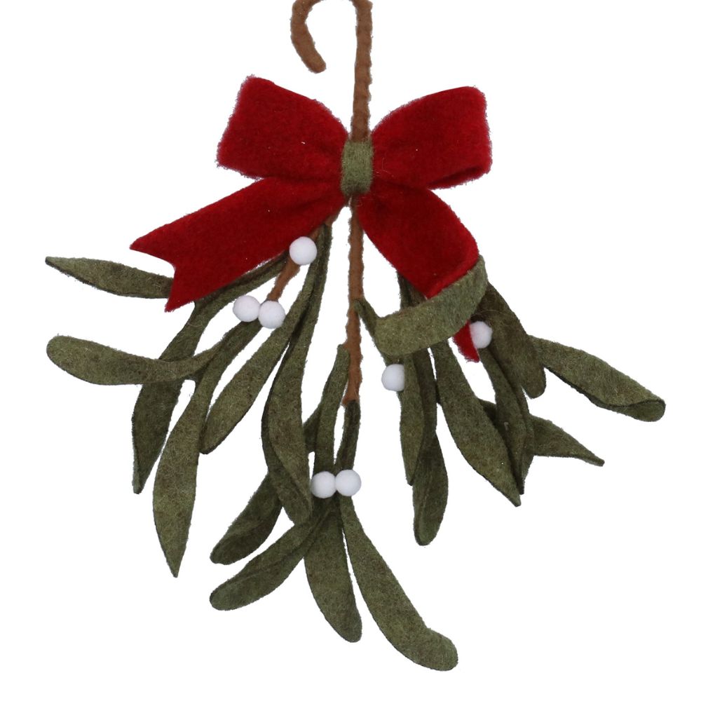 Gisela Graham 25cm Woolen Mistletow Branch with Bow
