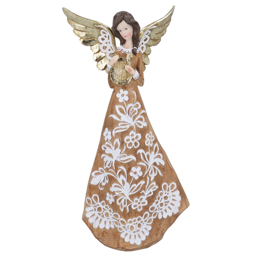 Gisela Graham 31cm Gold Resin Angel Ornament