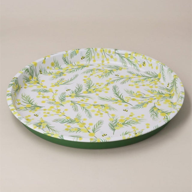 Gisela Graham 33cm Mimosa Metal Tray - Old Railway Line Garden Centre