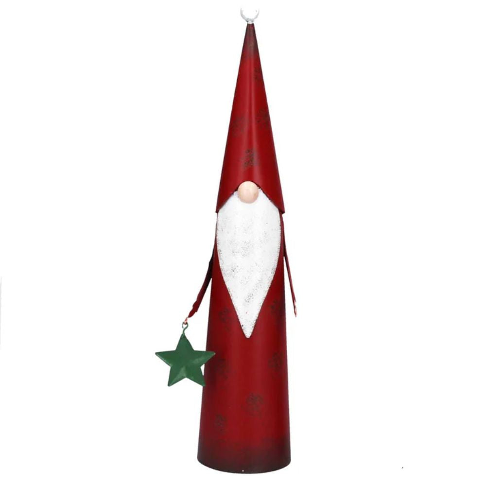 Gisela Graham 33cm Tin Cone Santa Ornament